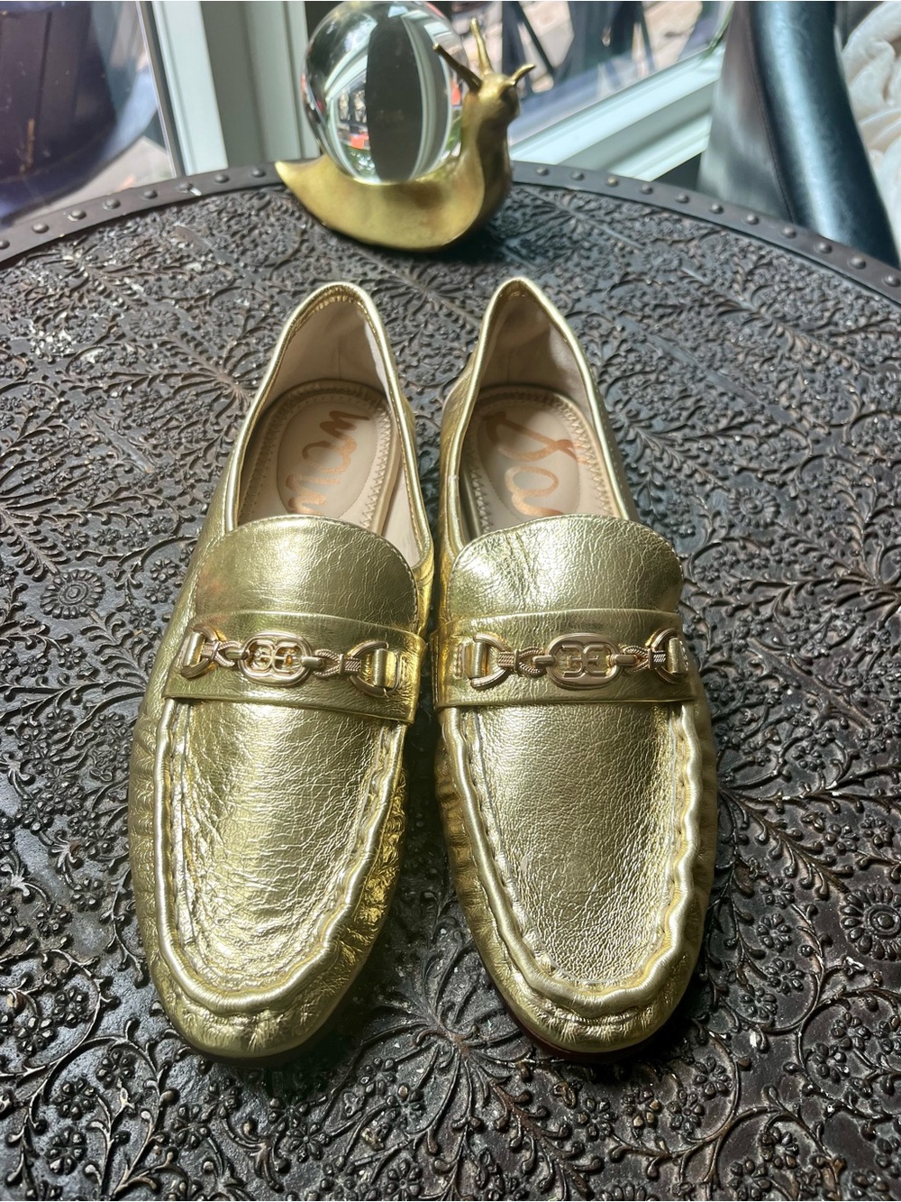SAM EDELMAN LUCCA BIT LOAFERS IN AMBER GOLD 8.5 - Picture 8 of 11